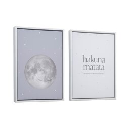 Ludmila set van 2 witte houten schilderijen met grijze maan