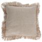 Funda de cojín Delcie de algodón y yute con flecos beige 60 x 60 cm