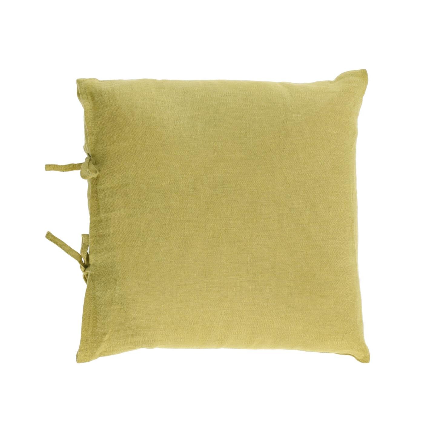 Housse de coussin Tazu 100% lin vert 45 x 45 cm