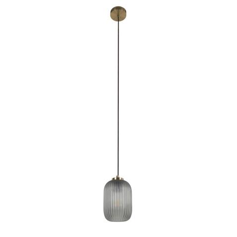 Hestia metal ceiling light with brass finish and grey glass