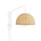 Wandlamp Damila in metaal wit en rotan met natuurlijke finish