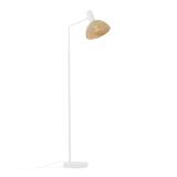 Vloerlamp Damila in metaal wit en rotan met natuurlijke finish