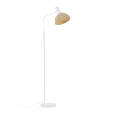 Damila floor lamp in metal with white finish and rattan with natural finish