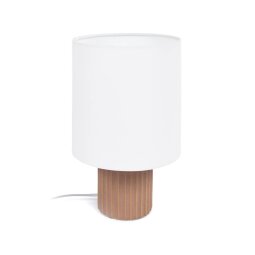 Lámpara de mesa Eshe de cerámica con acabado terracota y blanco