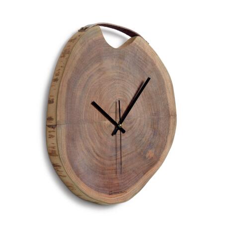Horloge murale ronde Yuliana en bois massif d'acacia Ø 30 x 35 cm