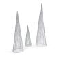 Set Marleen de 3 conos árbol luminosos plateado 40 cm 60 cm 80 cm
