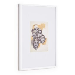 Fedra wit en beige foto met brildragende gezichten 50 x 70 cm