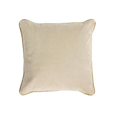 Funda cojín Kelaia 100 % algodón pana beige y borde marrón 45 x 45 cm