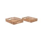 Set Coleenn de 2 bandejas rectangulares 100% ratán con acabado natural