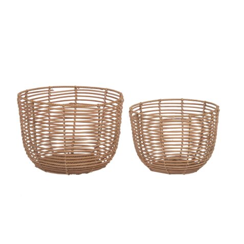 Lot Dalina de 2 paniers ronds 100% rotin finition naturelle