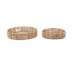 Estibalis set of 2 round jute and rattan trays with natural finish