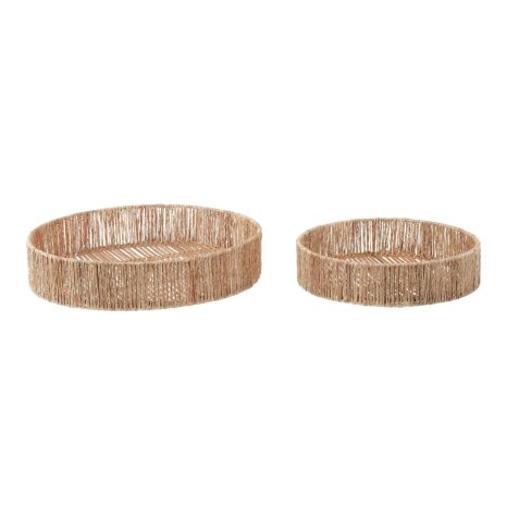 Lot Estibalis de 2 plateaux ronds en rotin et jute finition naturelle