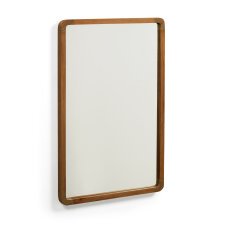 Miroir Shamel en bois de teck massif finition noyer 45 x 70 cm