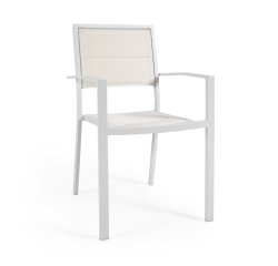 Silla de exterior Sirley de aluminio y textilene blanco