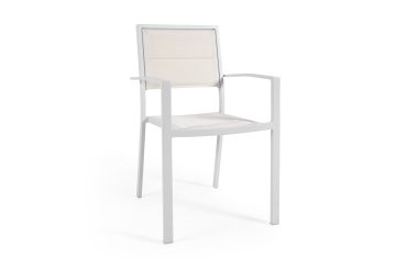 Sirley outdoor chair in white aluminium and textilene