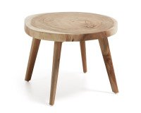 Mesa auxiliar Wellcres de madera maciza de mungur Ø 65 cm