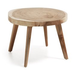 Mesa auxiliar Wellcres de madera maciza de mungur Ø 65 cm