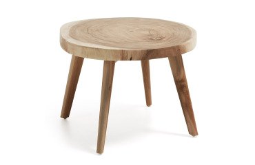 Mesa auxiliar Wellcres de madera maciza de mungur Ø 65 cm