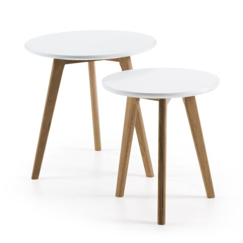 Kirb set of 2 side tables round  Ø 50 / Ø 40 cm white