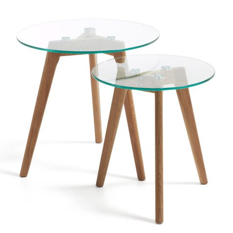 Kirb set of 2 side tables round glass Ø 50 / Ø 40 cm
