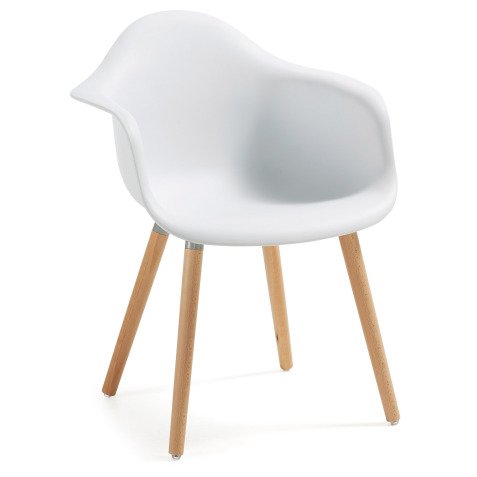 Kevya white chair with solid beech legs