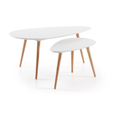 Kirb set of 2 side tables oval white
