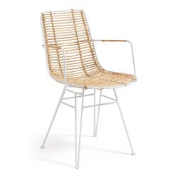 Chaise Tishana - rotin - structure acier blanc