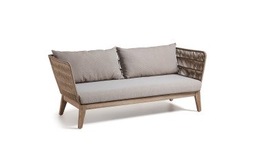 Sofá Belleny 3 plazas cuerda beige y madera maciza de acacia 176 cm FSC 100%