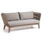 Belleny 3 seater sofa in beige cord and solid acacia wood, 176 cm FSC 100%