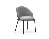Silla Eamy gris claro chapado en fresno con acabado negro y metal con acabado negro