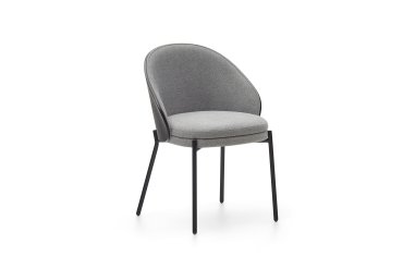 Eamy light grey chair in an ash wood veneer with a black finish and black metal