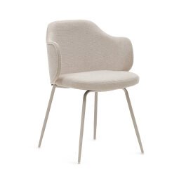 Yunia chair in beige with steel legs in a painted beige finish