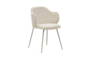 Silla Yunia de pana gruesa con patas de acero con acabado pintado