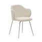 Chaise Yunia velours grosses côtes et pieds acier finition peinture beige