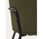 Chaise Yunia velours grosses côtes et pieds acier finition peinture beige