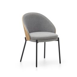 Eamy light grey chair in an ash wood veneer with a natural finish and black metal