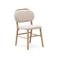 Silla Helda de chenilla beige y madera maciza de roble 