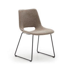 Silla Zahara marrón y patas de acero con acabado negro