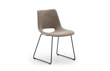 Silla Zahara marrón y patas de acero con acabado negro