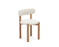 Silla Nebai borreguito blanco estructura madera maciza roble acabado natural FSC MIX Credit