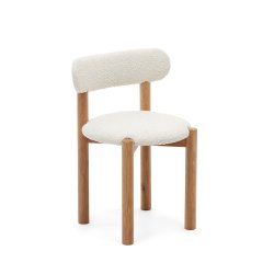 Nebai chair in white fleece and solid oak wood structure with natural finish