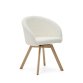 Silla giratoria Marvin borreguito blanco y patas de madera maciza haya acabado natural