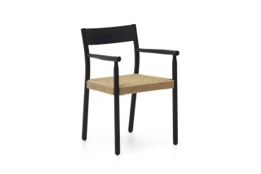 Yalia chair in solid oak 100% FSC with black finish and rope seat