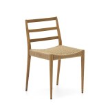 Silla Analy de madera maciza de roble FSC 100% con acabado natural y asiento de cuerda