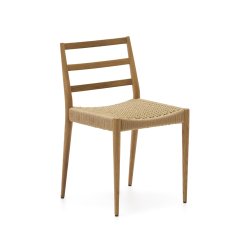 Silla Analy de madera maciza de roble FSC 100% con acabado natural y asiento de cuerda