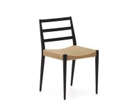 Silla Analy de madera maciza de roble FSC 100% con acabado negro y asiento de cuerda
