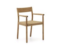Silla Yalia de madera maciza de roble FSC 100% con acabado natural y asiento de cuerda