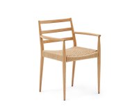 Silla Analy reposabrazos madera maciza de roble acabado natural FSC 100% asiento cuerda