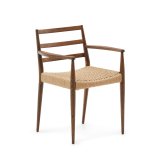 DE_Chaise Analy avec accoudoirs en bois de chêne, finition noyer FSC 100 % assise en corde