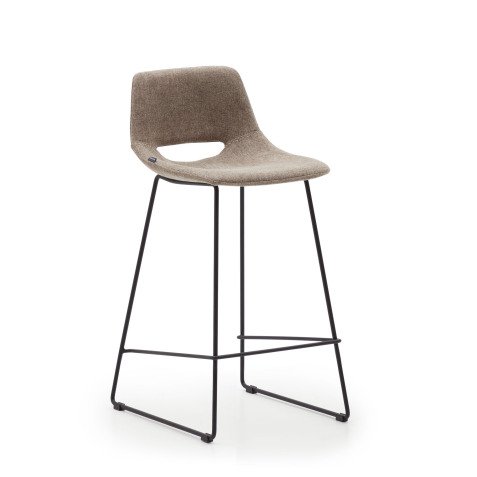 Tabouret Zahara pieds en acier finition noire H 65 cm